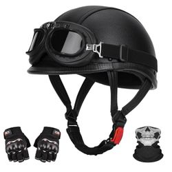 Handmade Leather Motorcycle Helmet Retro Half Face R(99)