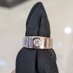 Men's Natural Diamond Ring 14k Two Tone 