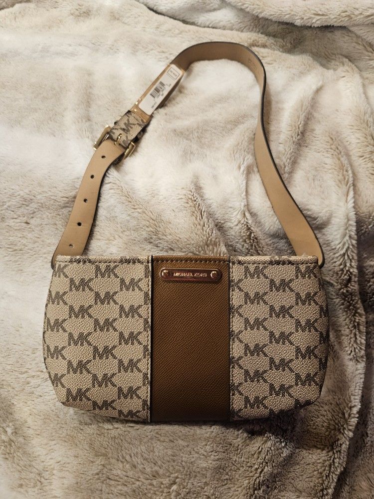 New Michael Kors Belt Bag Fanny Pack MK Signature Logo Brown Size L/XL