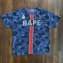 BAPE X PSG Paris Saint-Germain Camo Blur Tee Size XL Fits like L
