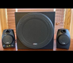 Rare Labtec LCS-2424 Computer or, Laptop, Gaming Surround Sound System, 2.1 Speakers, Subwoofer, Stereo