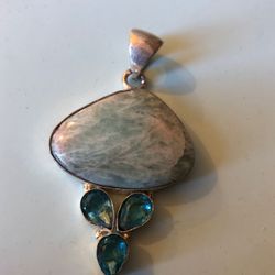 925 sterling silver Amazonite and blue topaz pendant