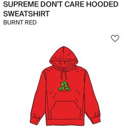 Supreme I Don't Care Hooded Sweatshirt Red Size Medium 