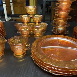 Antique Carnival Glass Dish Set