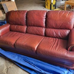 Reddish Brown Leather Couch