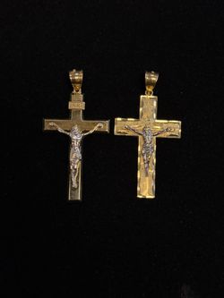 14K Two Tone Yellow/White Gold Cross Pendants