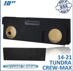Black 10" Dual Sealed Sub Box, Fits 14-21 Toyota Tundra Crew-Max