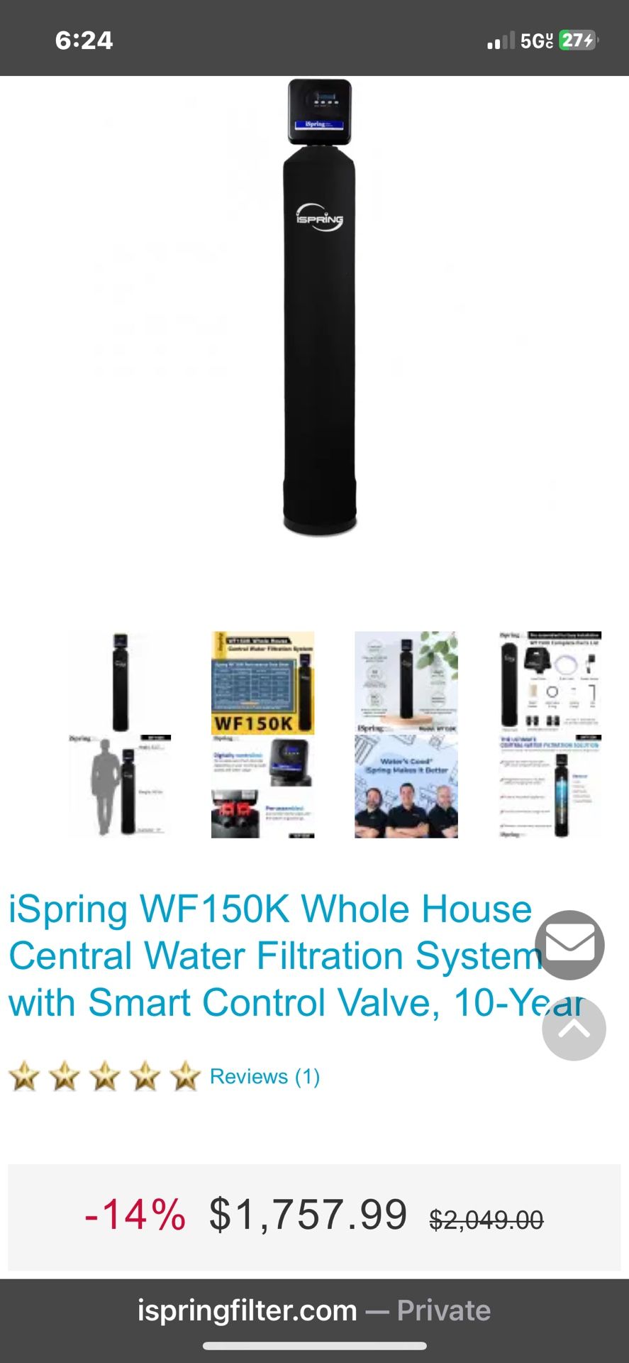 Ispring Wf150k Model Water Premium Filter