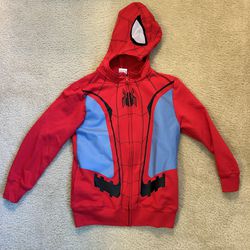 Big Boys Hooded Zip Up Sweatshirt Spiderman By Marvel Size L