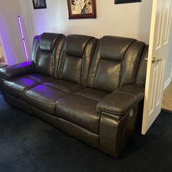 Grey Power Recliner Couch