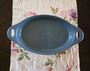 CorningWare Creations Oval Stoneware Baking Dish 24 oz Denim Blue Oven Safe
