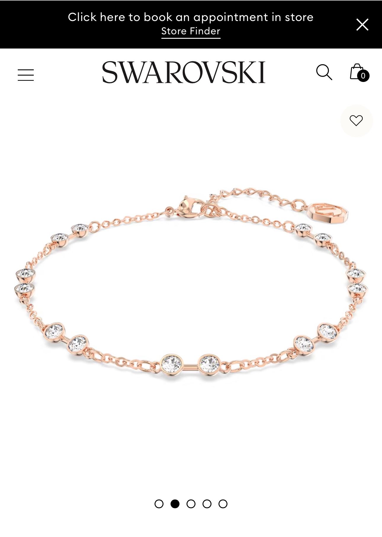 Swarovski Remix Collection strand Round cut, White, Rose gold-tone plated