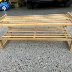 2 Stackable Bamboo Shoe Racks $25