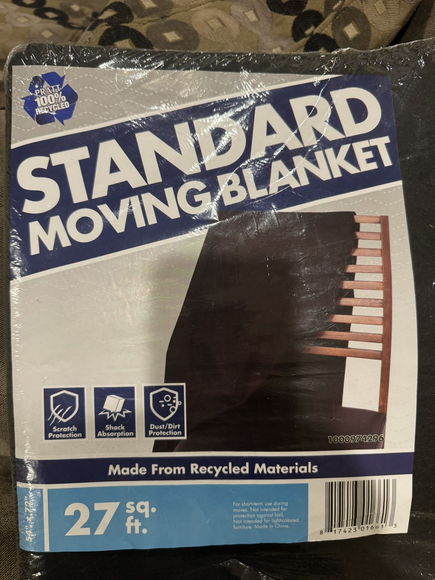 Moving Blanket 54" L x 72" W NEW IN ORIGINAL Standard Pratt Retail Specialties
