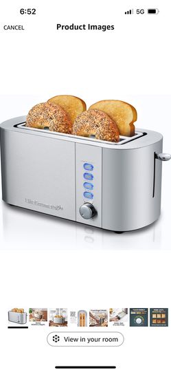 Brand New 4 Slot Toaster, 6 Toast Shade Settings, Fits Bagels, Waffles, Artisan Breads, EXTRA Deep & Wide, Stainless Steel