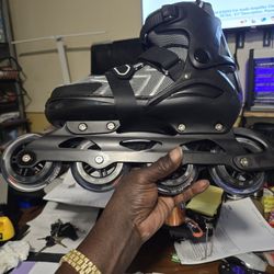 Nattork Inline Skates Adjustable Size 8 To 10.5 Gray And Black For Adult  Men  - Women Outdoor And Indoor # 374