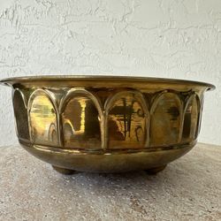 Gold Bowl/planter With Rounded Feet