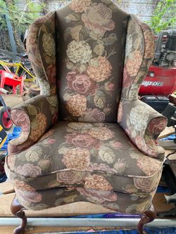 Floral Tapestry Wingback Armchair
