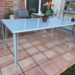 IKEA - VIKA LAURI Glass Alluminium Table 62”Lx31”Wx29”H (Northridge) 