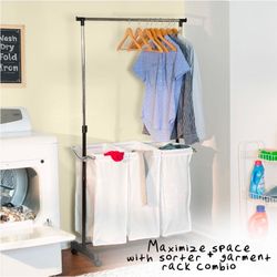 Honey-Can-Do Rolling Laundry Cart with Hanging Bar
Measurement: 32x 16 wide.  65 height