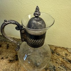 Elegant Glass Coffee Carafe With Silver Handle 