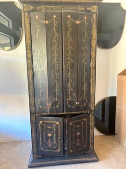 Black & Gold Floral Armoire