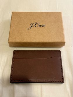 ✅ NEW NIB J. CREW Italian Brown Leather Card Case Wallet