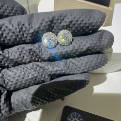 Moissanite Diamond Round Pave Earrings 6.5mm