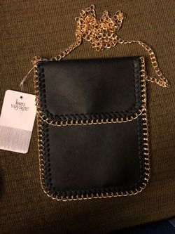 Bon Voyage Black Crossbody Bag with Gold Chain