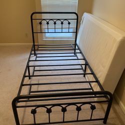 Twin Bed Frame With A New Mattress 