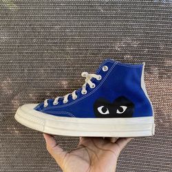 Converse Chuck 70 Hi x Comme des Garçons PLAY in 'Blue Quartz.'
