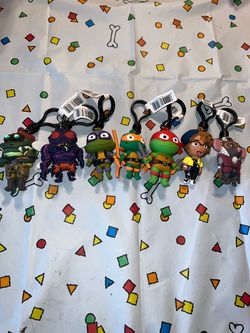 TMNT Mutant Mayhem Clip-On Figure Keychains Set of 7