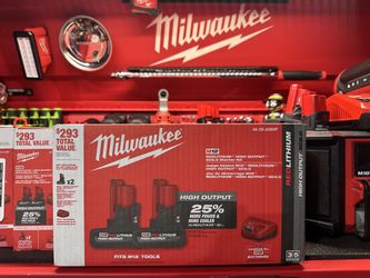 Milwaukee M12 x2 5.0ah high output batteries with charger
