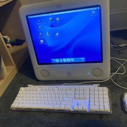 Vintage ALL IN ONE apple emac G4 mac 1.0ghz power pc 1gb ram 40gb HDD 16” CRT pro mouse/keyboard