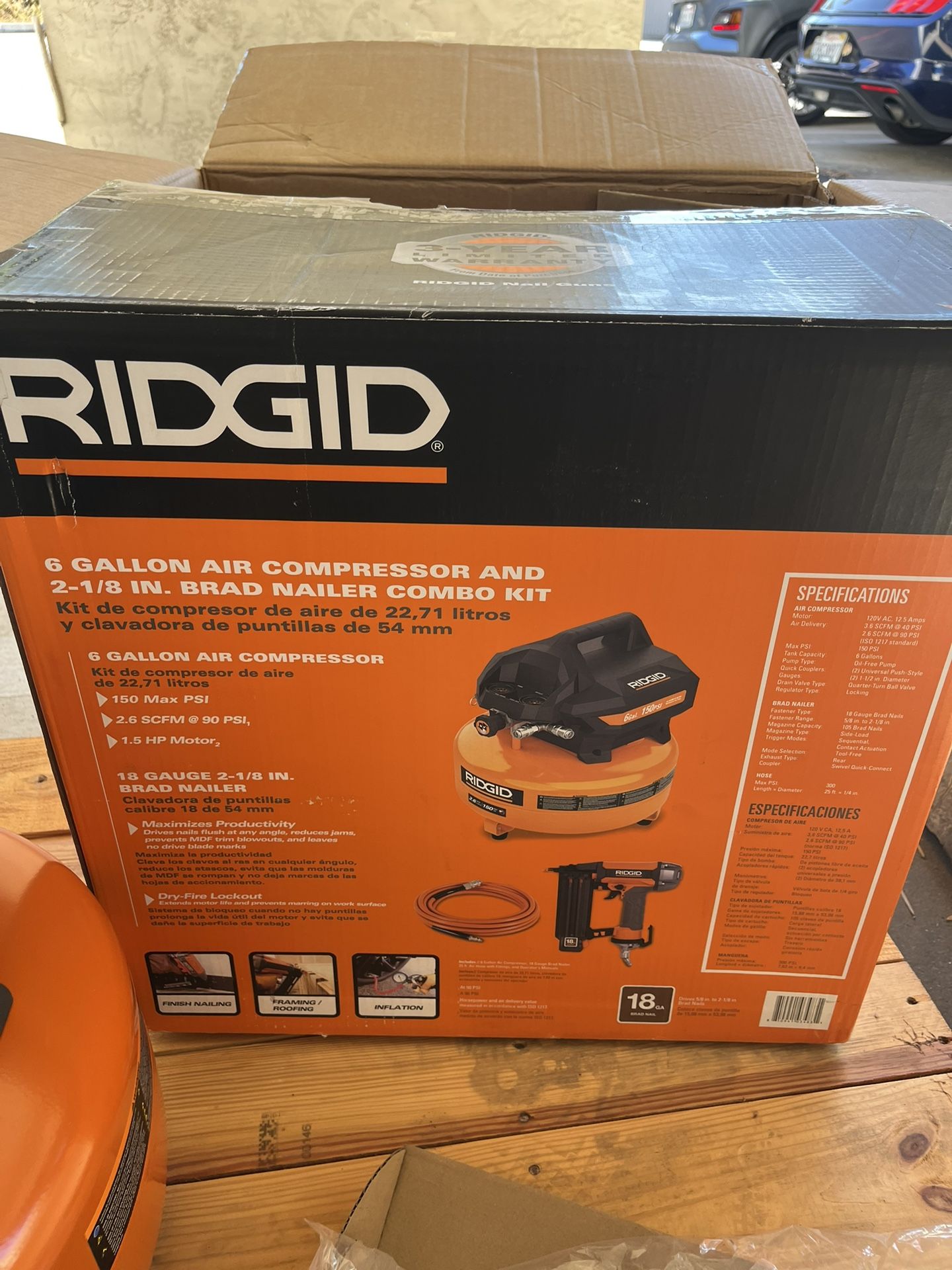 Rigid Air Compressor/Brad Nailer Combo