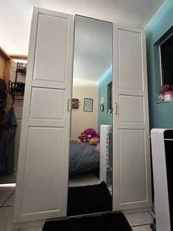 White Wardrobe with Mirror Door