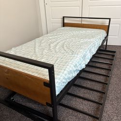 Twin Daybed With Trundle and 1 Foam Mattress