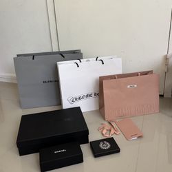 Bundle of CHANEL BALENCIAGA CHROME HEARTS MIU MIU Shopper Bags & Boxes