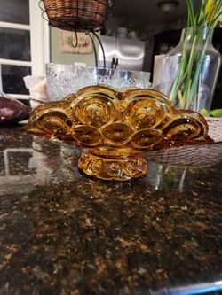 Vintage  amber Star and moons banana  tray