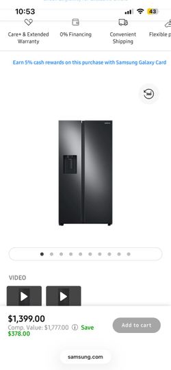 Samsung Side-by-Side Refrigerator Black Stainless
