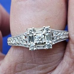 14kt White Gold Keepsake Diamonds Engagement Ring sz 7 1/4