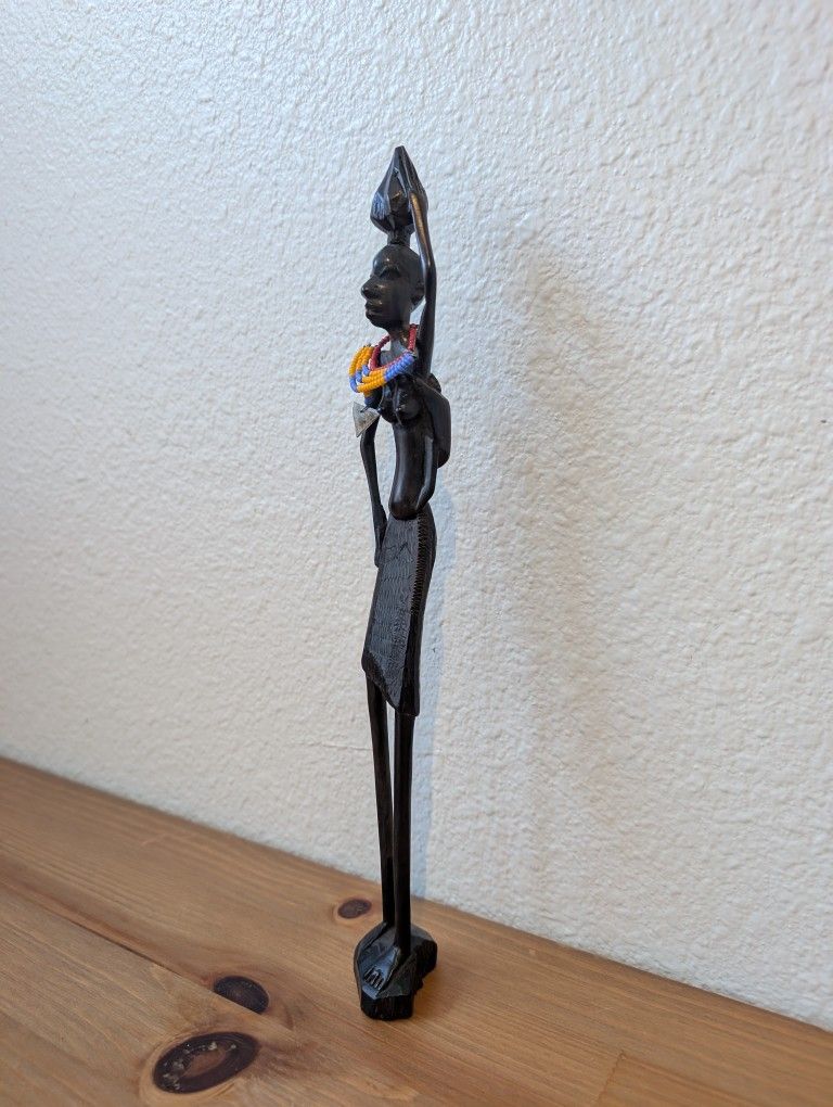 African Statue Ebony Carved Wood Figure Tanzania Statue