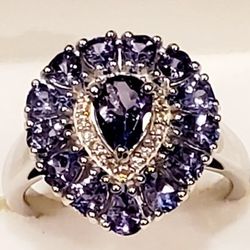 2.65 ctw Genuine Tanzanite And White Zircon Ring.