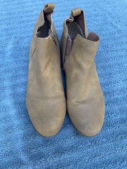 Tan Suede Ankle Boots with Side Zipper