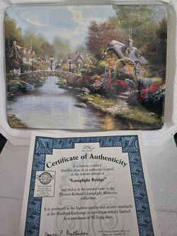 Bradford Exchange Thomas Kinkade "Lamplight Bridge" Collector Plate