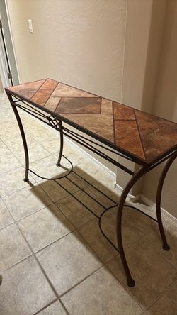 Wrought Iron Console Table with Tile Top