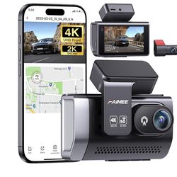 4K Dash Cam Front and Rear with GPS, Upgraded 5.8G WiFi, Dual Dash Camera for Cars, Night Vision, WDR, 160°Wide Angle, 24H Parking Monitor, Emergency 