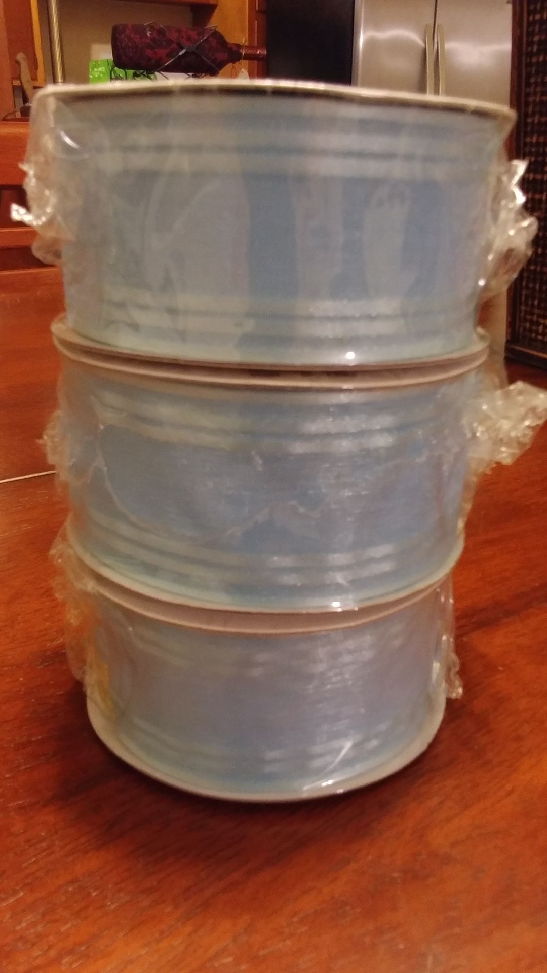 3 Rolls Light Blue Stripe Organza Ribbon For Gifting & Crafting