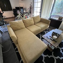 Living Spaces Sun Yellow Sofa With Reversible Chaise