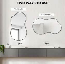 Irregular Wall Mirror – Asymmetrical Mirror with Aluminum Alloy Frame, Decorative Wall Mirror for Living Room, Bedroom, Bathroom, and Entryway 46" H x